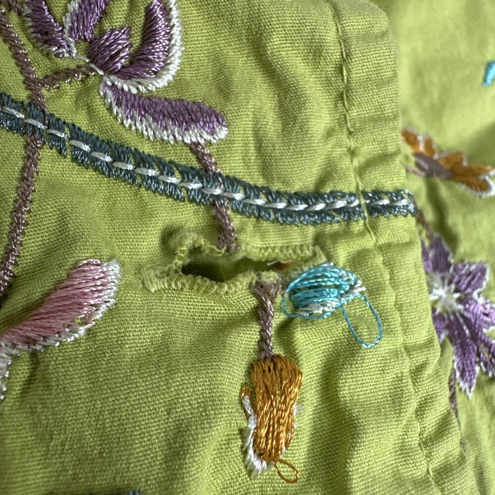 Johnny Was Green Floral Embroidered Button Up Jacket XS Y2K Cottagecore Boho - Picture 14 of 16